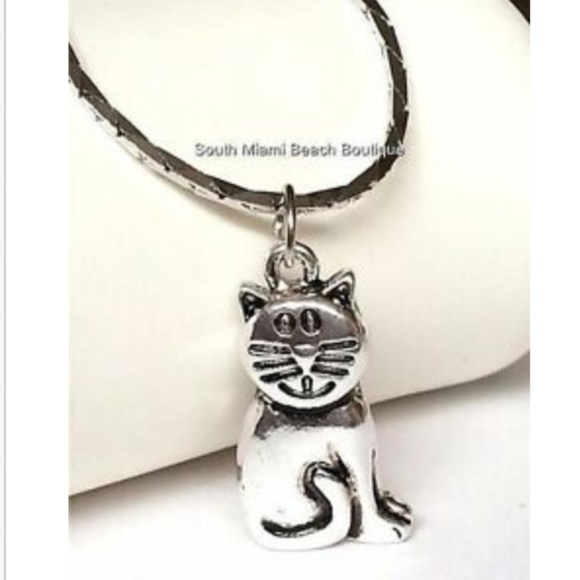 Silver Kitten Cat Lady Charm Pendant Necklace 18" Rescue Gift - Picture 1 of 8